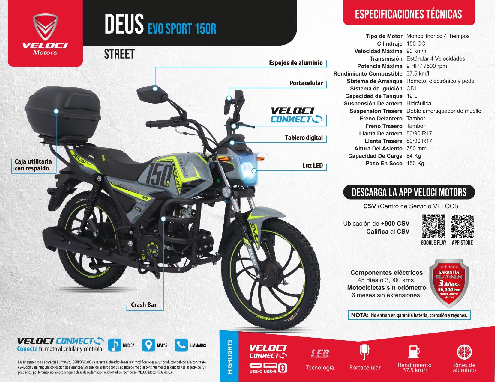 MOTOCICLETA DEUS RT 150cc GRIS VELOCI (2026)